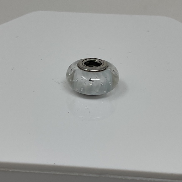 Pandora White Effervescence Retired Murano Glass Clear Bracelet Charm - Picture 3 of 9